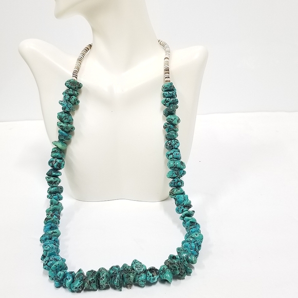 Stunning vintage Old Pawn Native American kingman Turquoise and Heishi Necklace - Picture 3 of 16